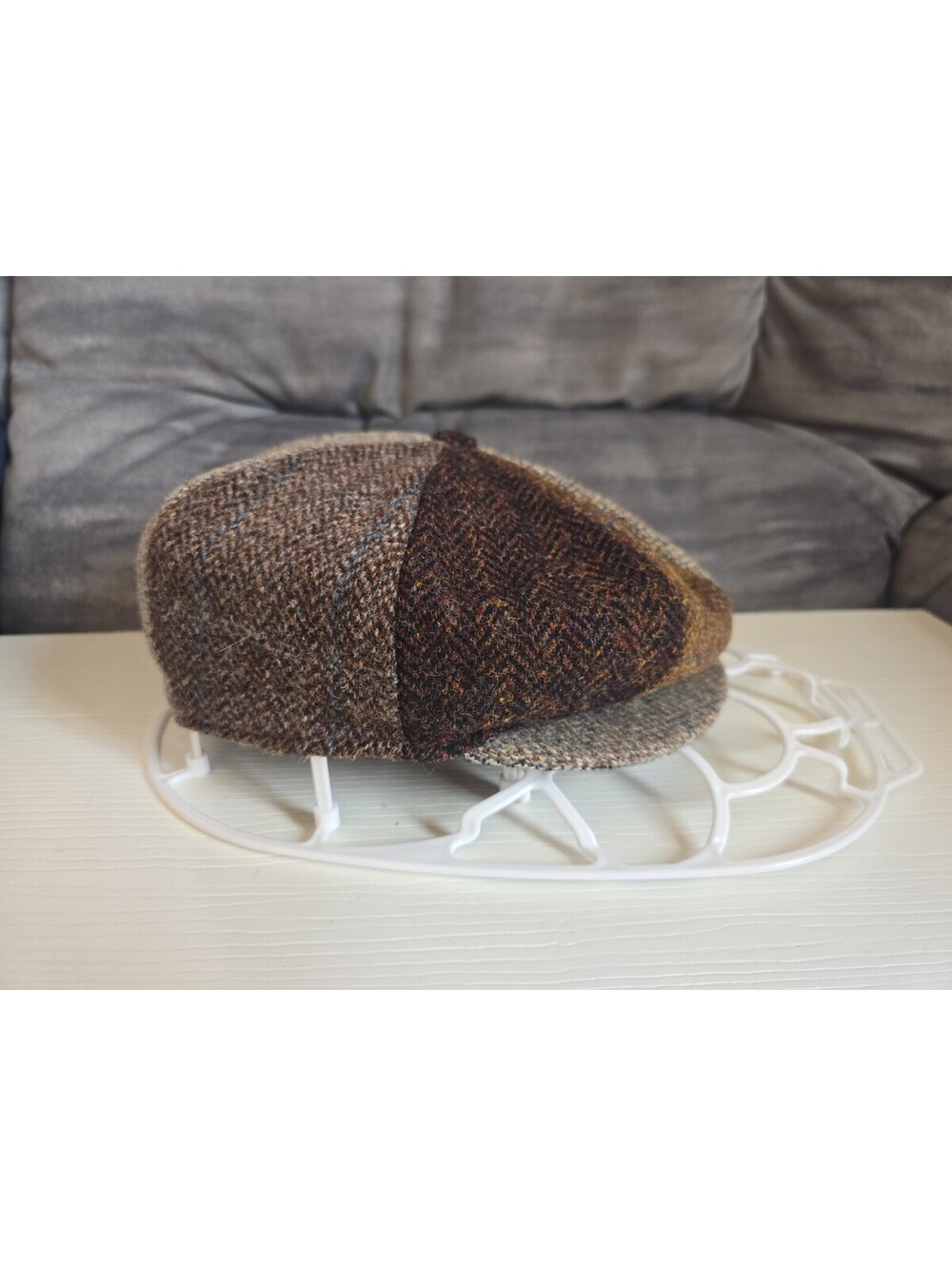 Authentic Harris Tweed Glen Appin Scotland Patchwork Newsboy Driving Cap Hat UK